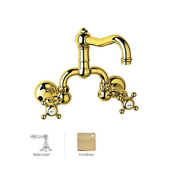 Rohl A1418LM-2 Acqui Wall Mounted Low Lead Bridge Lavatory Faucet