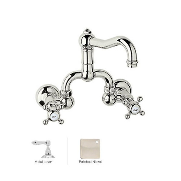 Rohl A1418LM-2 Acqui Wall Mounted Low Lead Bridge Lavatory Faucet