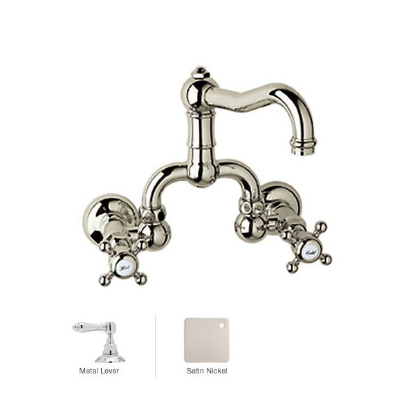 Rohl A1418LM-2 Acqui Wall Mounted Low Lead Bridge Lavatory Faucet