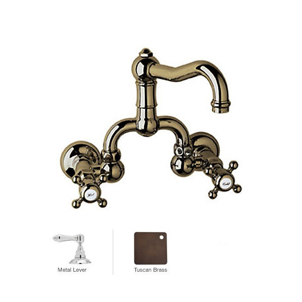 Rohl A1418LM-2 Acqui Wall Mounted Low Lead Bridge Lavatory Faucet