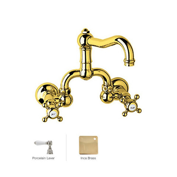 Rohl A1418LP-2 Acqui Wall Mounted Low Lead Bridge Lavatory Faucet