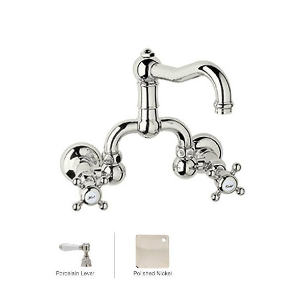 Rohl A1418LP-2 Acqui Wall Mounted Low Lead Bridge Lavatory Faucet