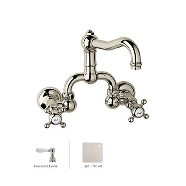 Rohl A1418LP-2 Acqui Wall Mounted Low Lead Bridge Lavatory Faucet