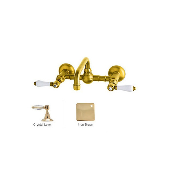 Rohl A1423LC-2 Vocca Wall Mounted Bridge Bath Faucet With Crystal Handle