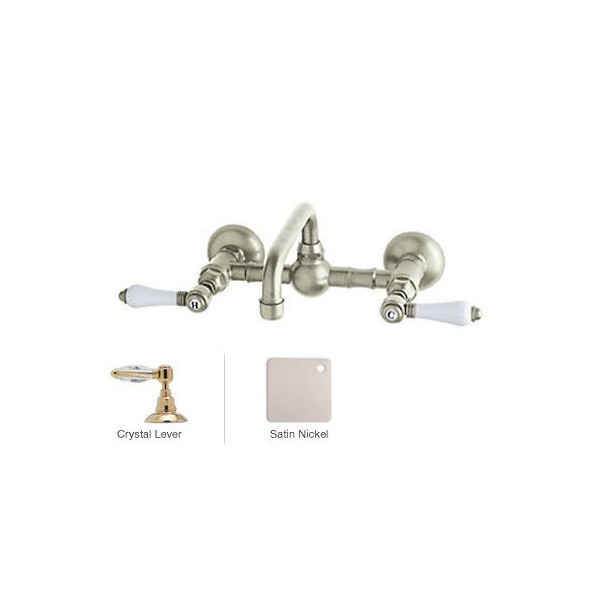 Rohl A1423LC-2 Vocca Wall Mounted Bridge Bath Faucet With Crystal Handle
