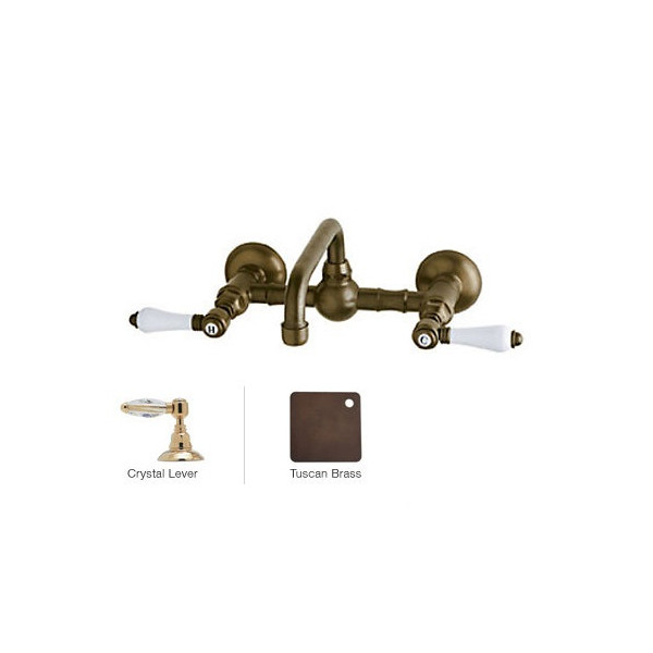 Rohl A1423LC-2 Vocca Wall Mounted Bridge Bath Faucet With Crystal Handle