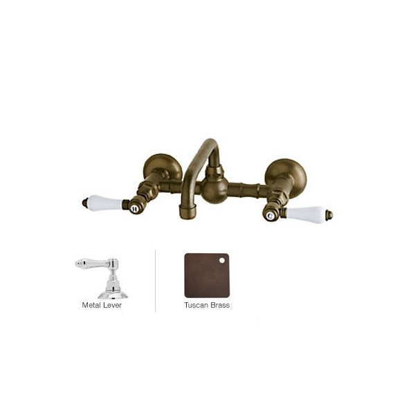 Rohl A1423LM-2 Vocca Wall Mounted Bridge Bathroom Faucet With Metal Handle