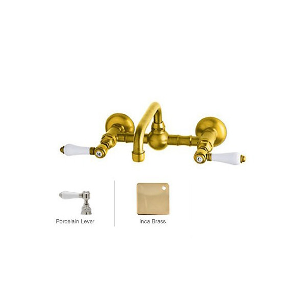 Rohl A1423LP-2 Vocca Wall Mounted Bridge Bathroom Faucet With Porcelain Han