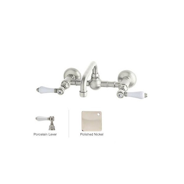 Rohl A1423LP-2 Vocca Wall Mounted Bridge Bathroom Faucet With Porcelain Han