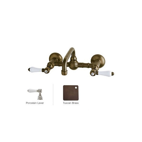 Rohl A1423LP-2 Vocca Wall Mounted Bridge Bathroom Faucet With Porcelain Han