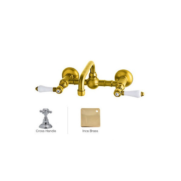 Rohl A1423XM-2 Vocca Wall Mounted Bridge Bathroom Faucet With Metal Handle