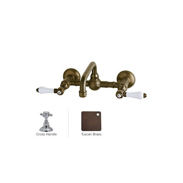 Rohl A1423XM-2 Vocca Wall Mounted Bridge Bathroom Faucet With Metal Handle