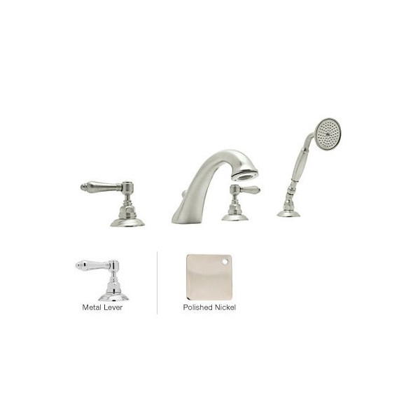 Rohl A1464LM Viaggio 4-Hole Deck Mount C-Spout Tub Filler