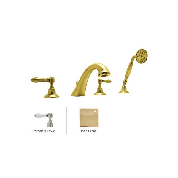 Rohl A1464LP Viaggio 4-Hole Deck Mount C-Spout Tub Filler