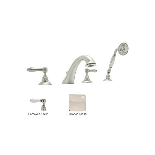 Rohl A1464LP Viaggio 4-Hole Deck Mount C-Spout Tub Filler