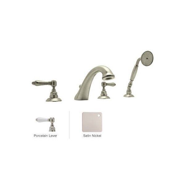 Rohl A1464LP Viaggio 4-Hole Deck Mount C-Spout Tub Filler