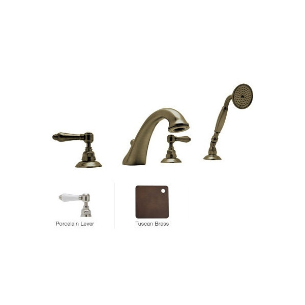 Rohl A1464LP Viaggio 4-Hole Deck Mount C-Spout Tub Filler