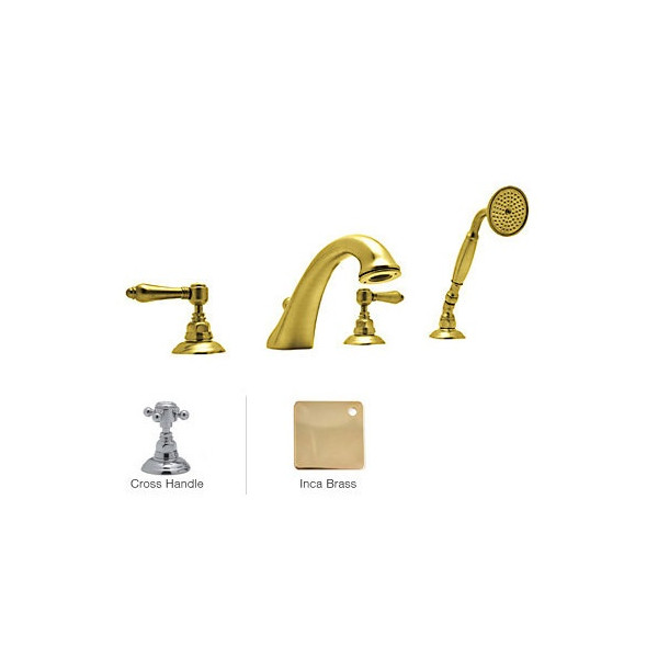 Rohl A1464XM Viaggio 4-Hole Deck Mount C-Spout Tub Filler