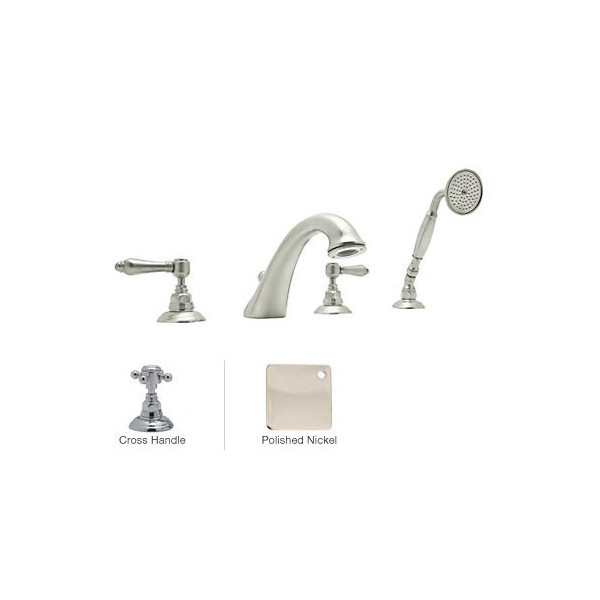 Rohl A1464XM Viaggio 4-Hole Deck Mount C-Spout Tub Filler