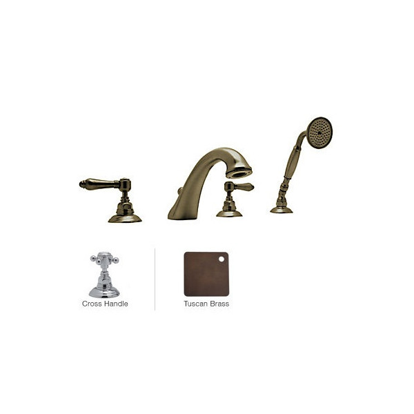 Rohl A1464XM Viaggio 4-Hole Deck Mount C-Spout Tub Filler
