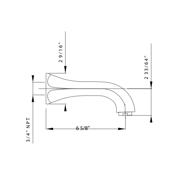 Rohl A1803 Country Bath Wall Mount Non Diverter Tub Spout Tub Spout