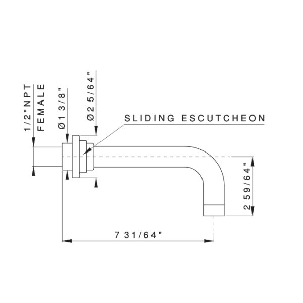 Rohl A2203 Solid Brass Construction Lombardia Wall Mount Tub Spout