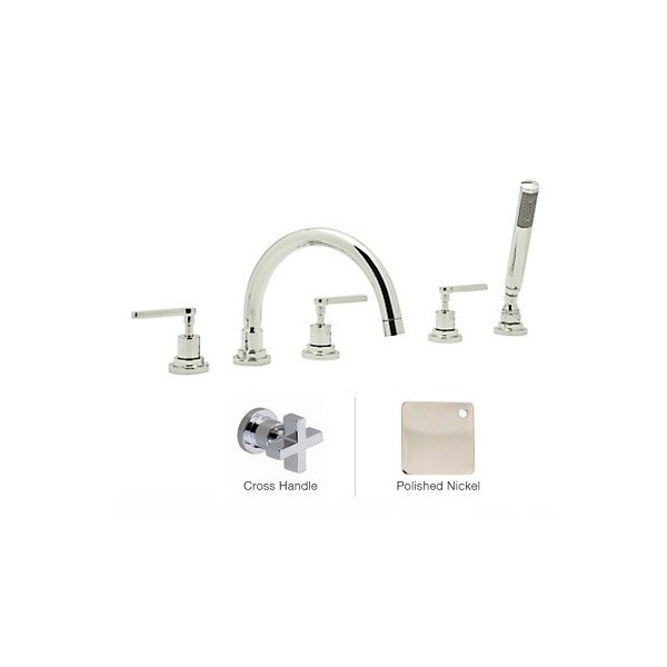 Rohl A2214XM Lombardia 5-Hole Deck Mounted Bath Mixer With C-Spout