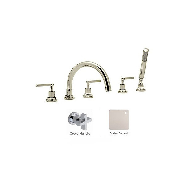 Rohl A2214XM Lombardia 5-Hole Deck Mounted Bath Mixer With C-Spout