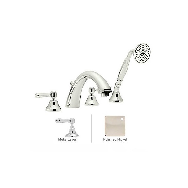 Rohl A2764LM Verona Verona 4 Hole Deck Mount Bath Mixer with C Spout