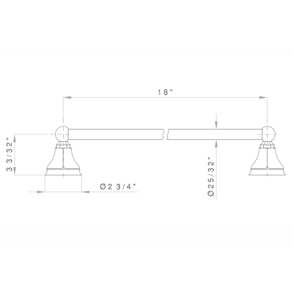 Rohl A6886/18  Palladian Wall Mounted 18" Single Towel Bar Rail