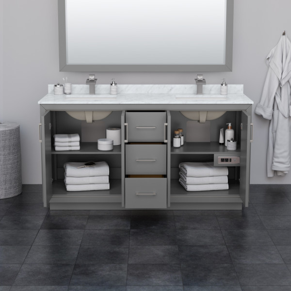 Wyndham WCF111166D..BCMUNSM58 Icon 66 Inch Double Bathroom Vanity