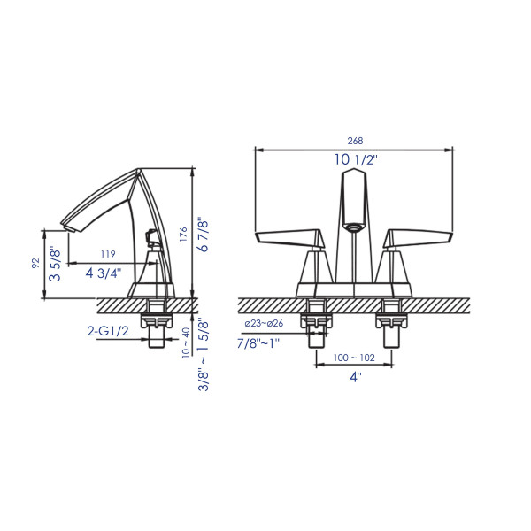 ALFI brand AB1003 Two-Handle 4 Inch Centerset Bathroom Faucet