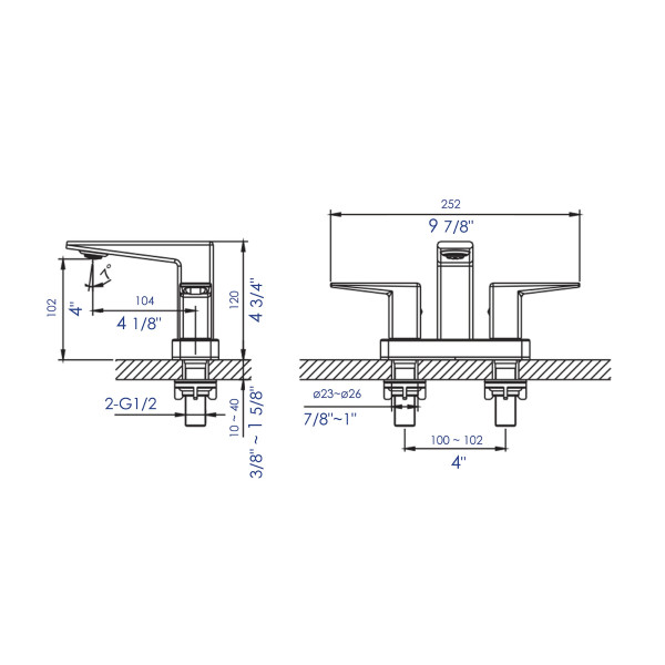 ALFI brand AB1020 Two-Handle 4 Inch Centerset Bathroom Faucet