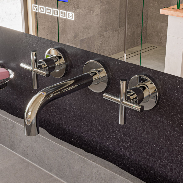 ALFI brand AB1035 8 Inch Widespread Wall-Mounted Cross Handle Faucet