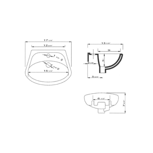 ALFI brand AB106 White Rounded Porcelain Wall Mount Bathroom Sink Basin