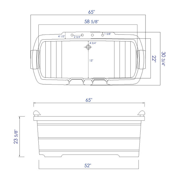 ALFI brand AB1130 65"Free Standing Cedar Tub w/ Fixtures & Headrests