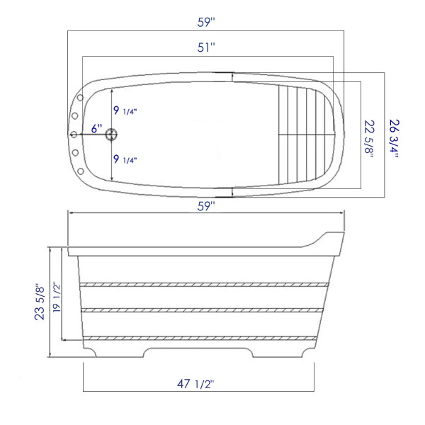 ALFI brand AB1148 59'' Free Standing Wooden Bathtub with Tub Filler