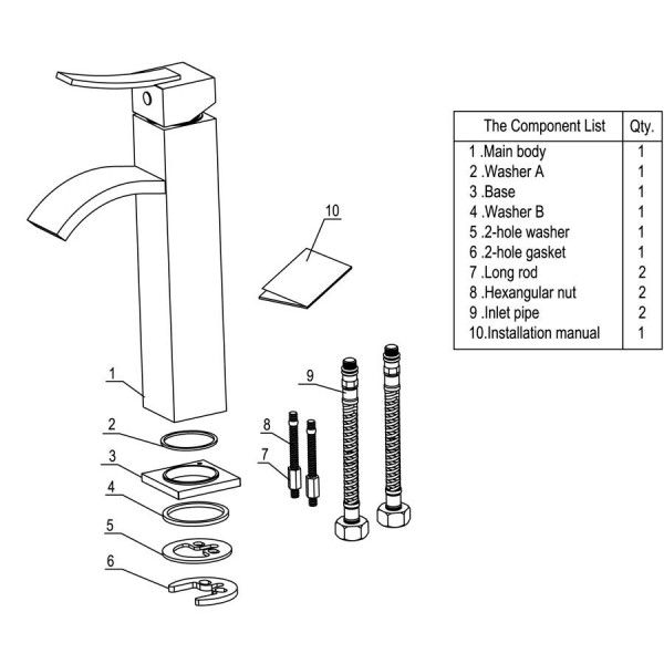 ALFI brand AB1158 Single Lever Tall Square Bathroom Faucet Polished/Brushed