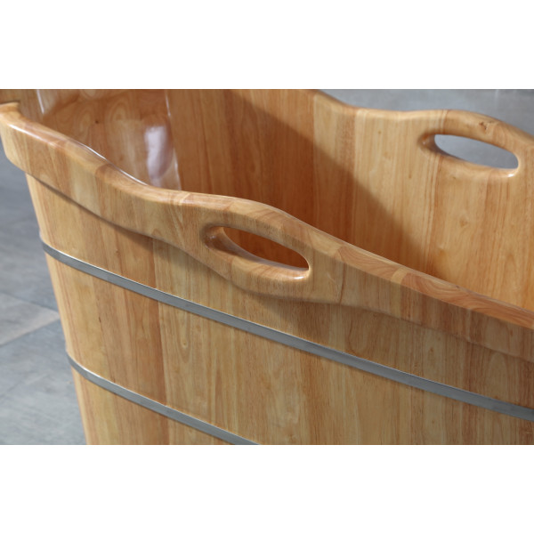 ALFI brand AB1187 57" Free Standing Wooden Soaking Bathtub with Headrest