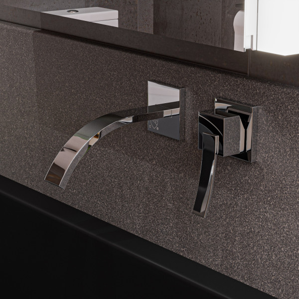 ALFI brand AB1256 Single Lever Wallmount Bathroom Faucet Polished & Brushed