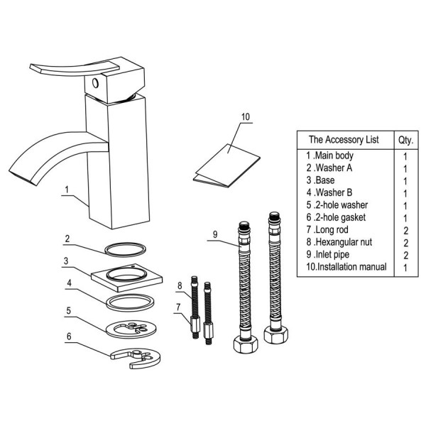ALFI brand AB1258 Single Lever Square Bathroom Faucet Polished or Brushed