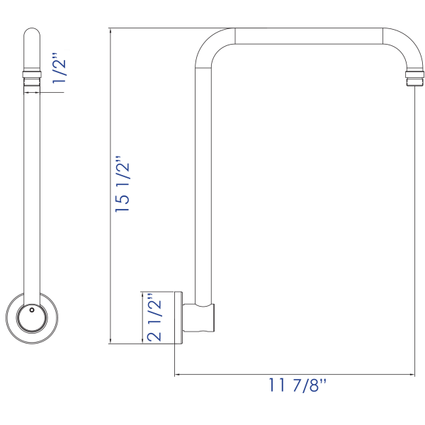 ALFI brand AB12GRW 12 Inch Round Raised Wall Mounted Shower Arm