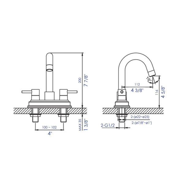 ALFI brand AB1400 Two-Handle 4 Inch Centerset Bathroom Faucet