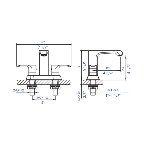 ALFI brand AB1493 Two-Handle 4 Inch Centerset Bathroom Faucet