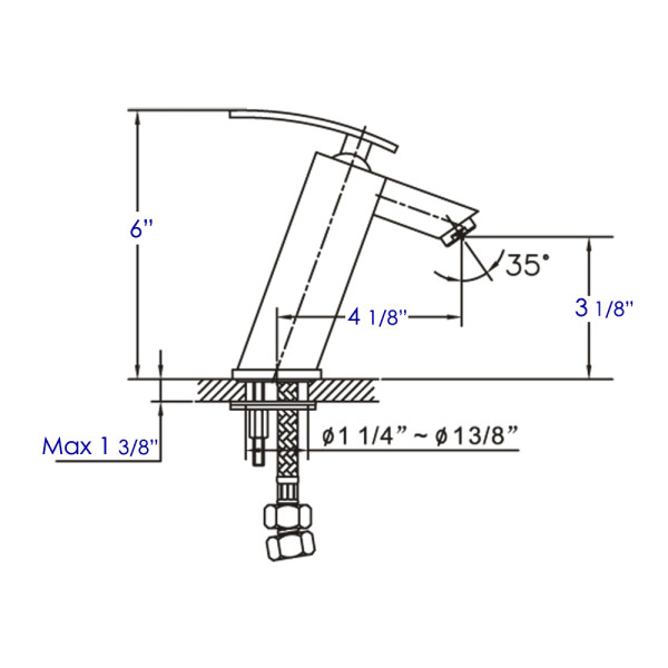 ALFI brand AB1628 Single Lever Slanted Bathroom Faucet Polished or Brushed