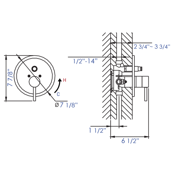 ALFI brand AB1701 Pressure Balanced Round Shower Mixer with Diverter