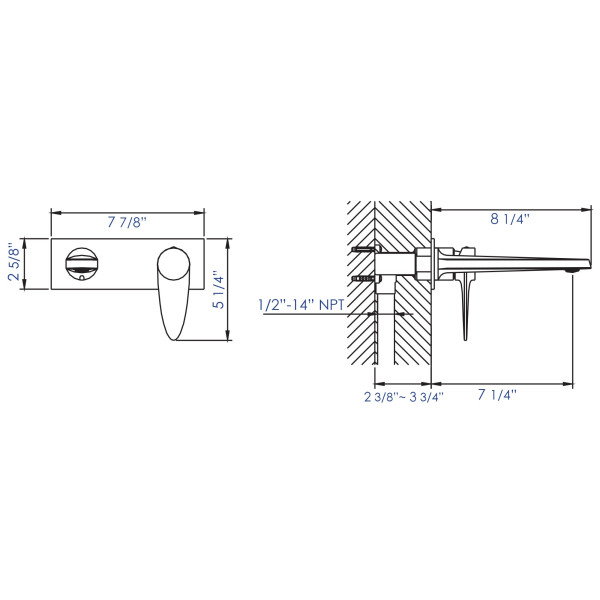 ALFI brand AB1772 Wall Mounted Modern Bathroom Faucet