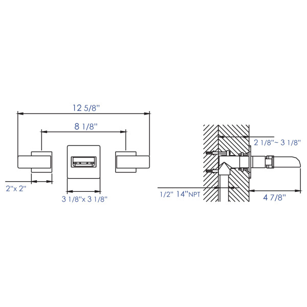 ALFI brand AB1796-BN Brushed Nickel Brass Widespread Wall Mount Bath Faucet