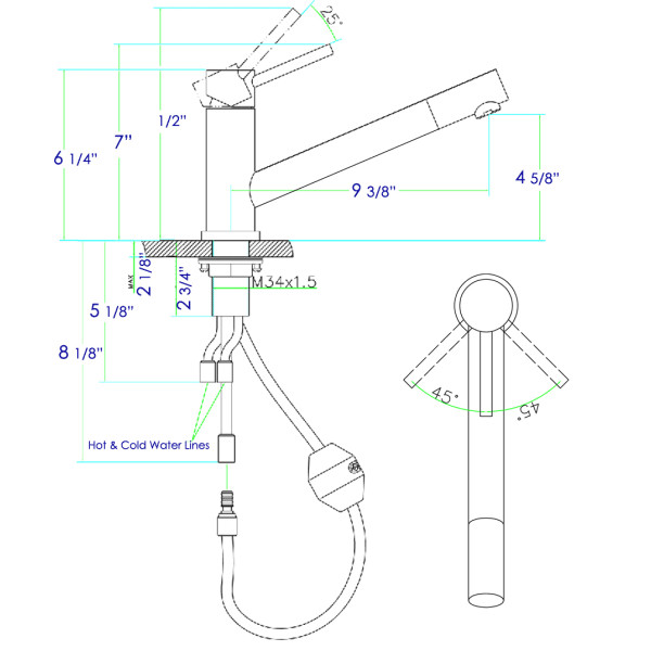 ALFI brand AB2025 Solid Stainless Steel Pull Out Swivel Kitchen Faucet