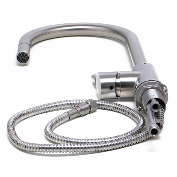 ALFI brand AB2028 Single Hole Pull Down Stainless Steel  Kitchen Faucet